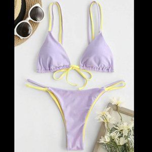 ZAFUL Purple And Yellow String Bikini Medium